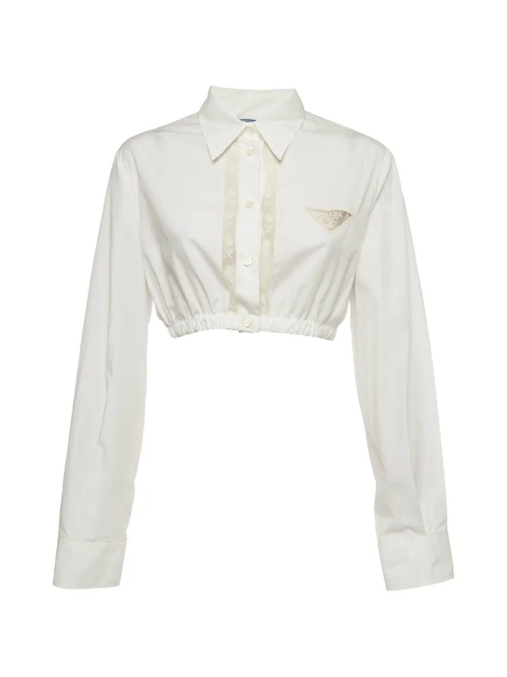 Prada Pre-Owned lace-trim shirt - Bianco