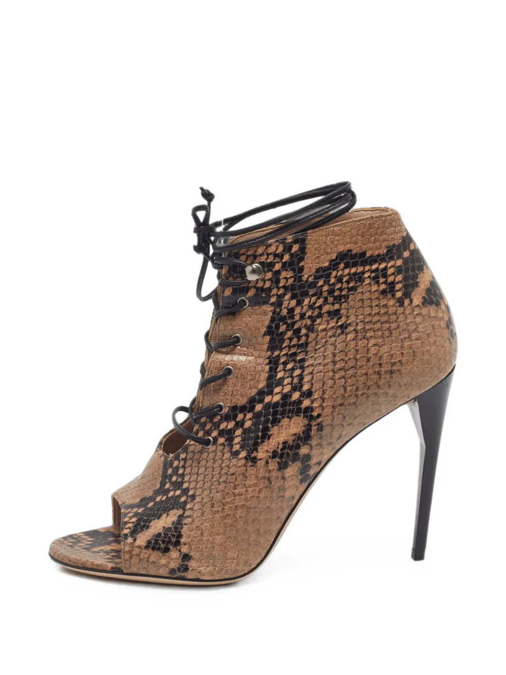 Miu Miu Pre-Owned bottines à talon à effet peau de serpent - Marron Miu Miu Pre-Owned bottines à talon à effet peau de serpent - Marron