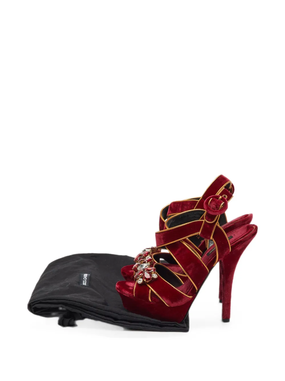 Pre-owned Dolce & Gabbana Crystal-embellished Platform Sandals In Red