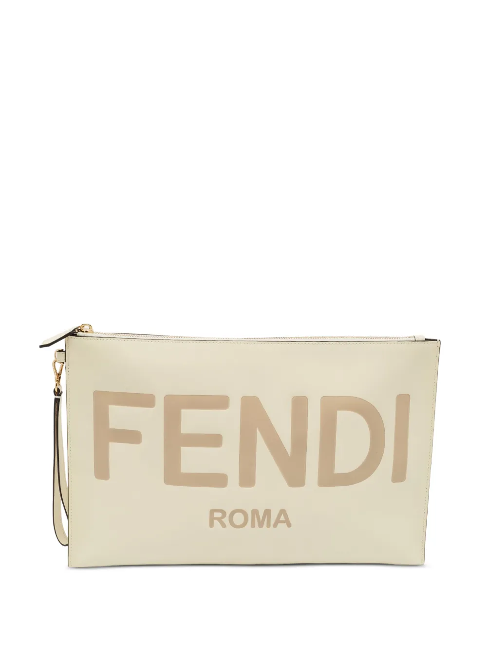 Fendi Pre-Owned 2022 large debossed-logo clutch bag - Toni neutri