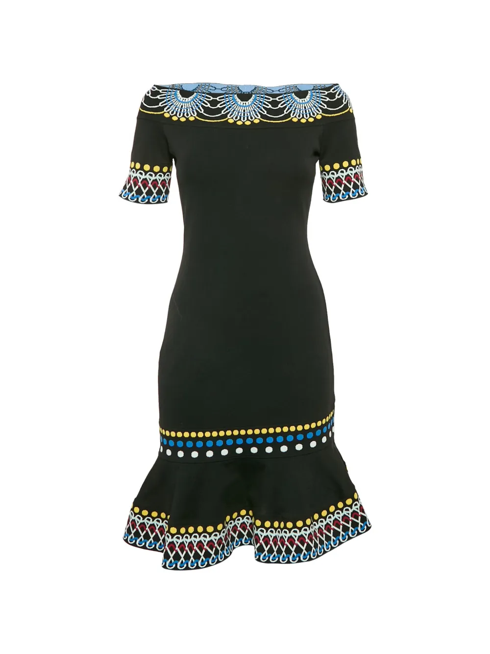 Peter Pilotto mini off-shoulder patterned dress - Nero