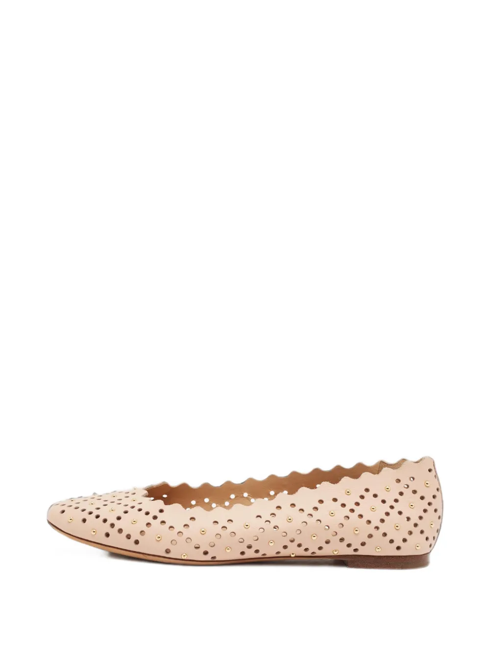Chloé Pre-Owned Lauren scalloped leather ballet flats - Nude