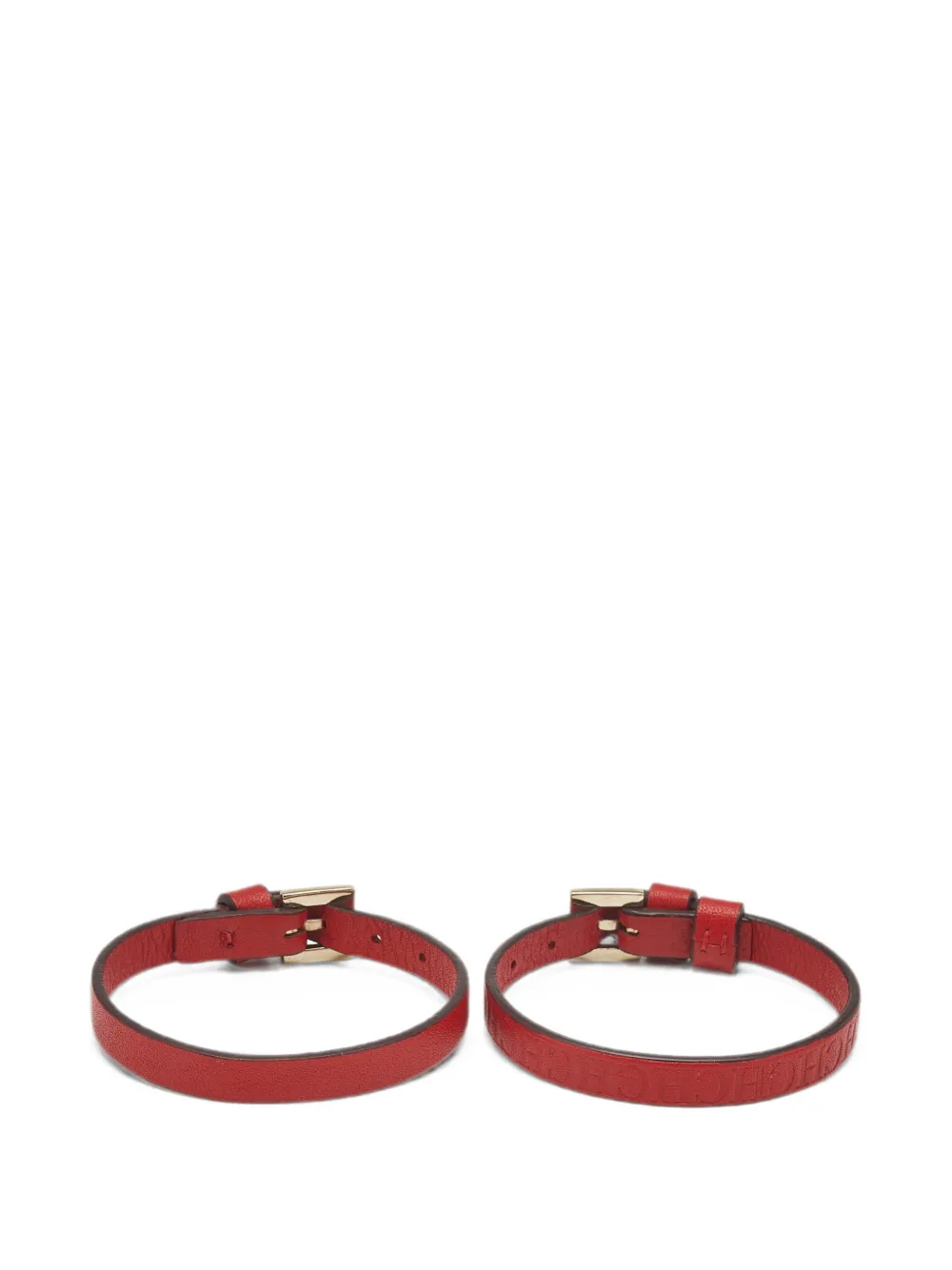 Carolina Herrera Vintage lot de deux bracelets à logo embossé et fermeture à boucle - Rouge Carolina Herrera Vintage lot de deux bracelets à logo embossé et fermeture à boucle - Rouge