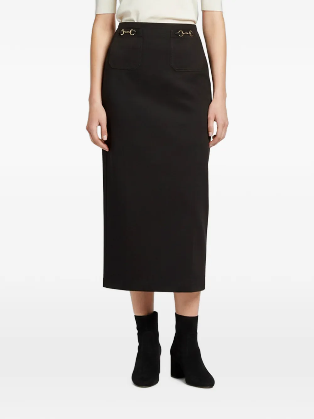 Gucci Pre-Owned Horsebit detail midi skirt - Nero