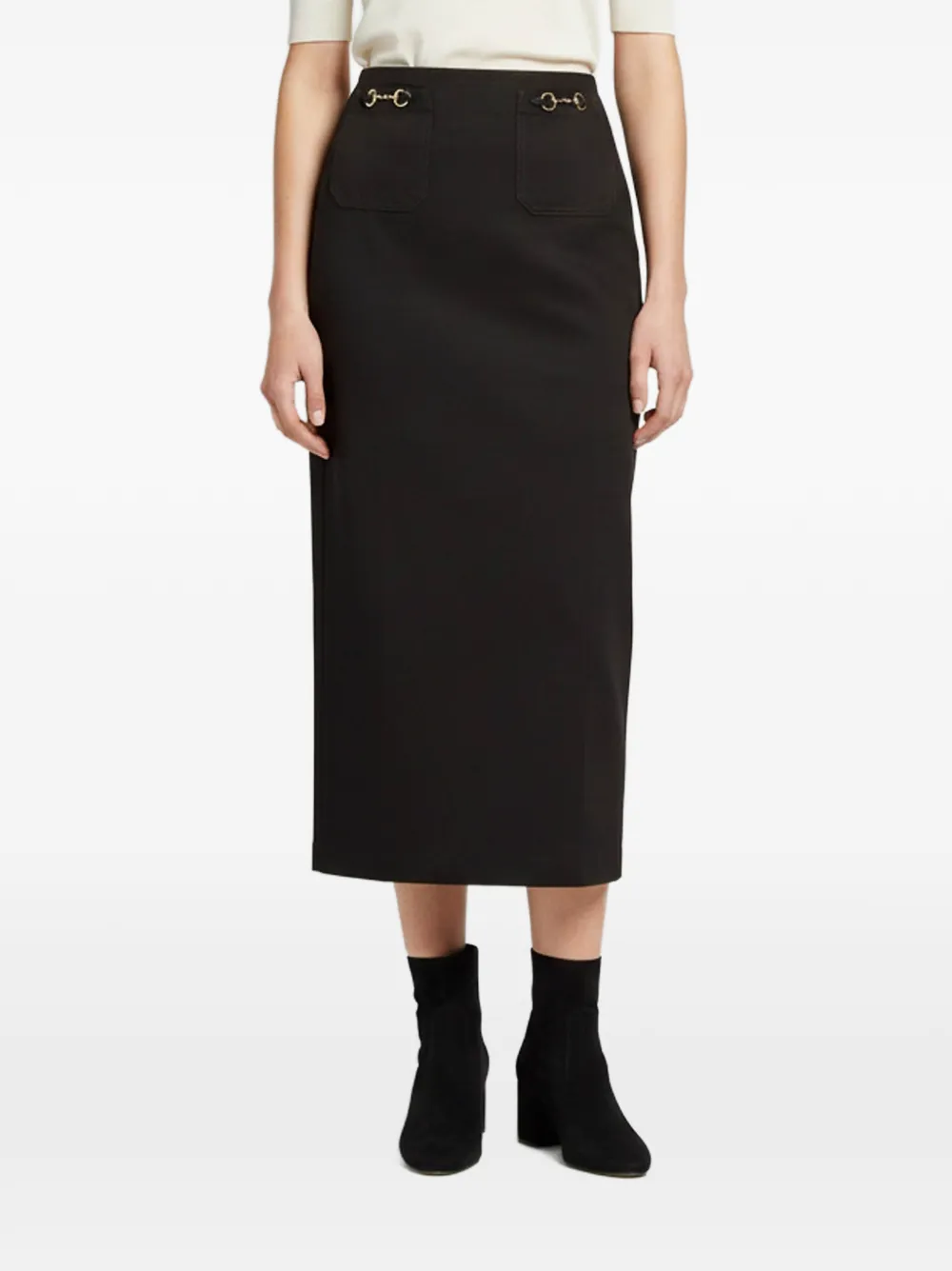 Gucci Pre-Owned Horsebit detail midi skirt - Nero