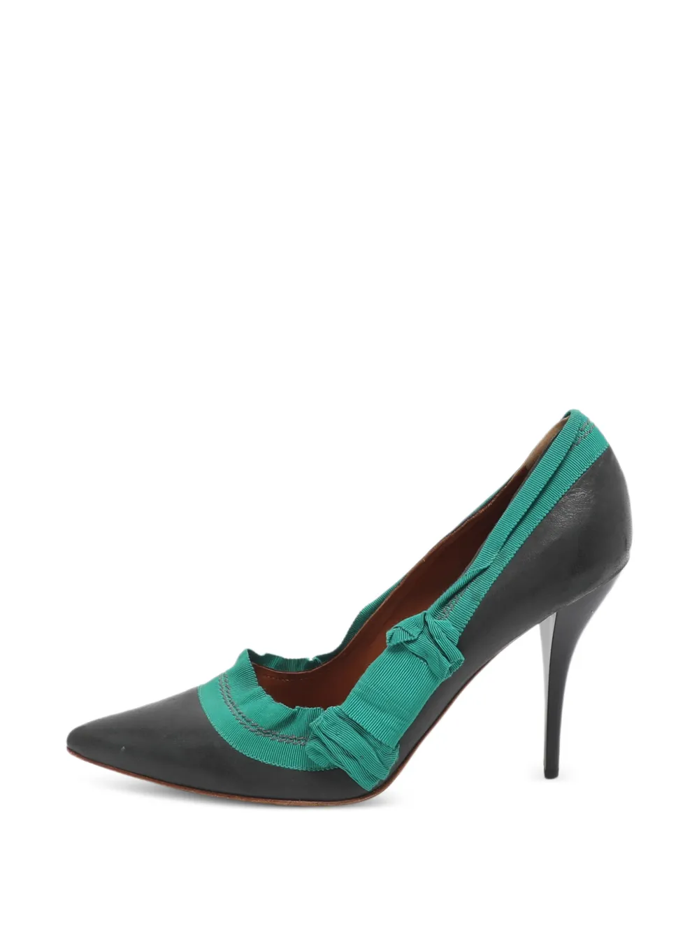 Lanvin Pre-Owned escarpins volantés à bords en gros-grain - Noir Lanvin Pre-Owned escarpins volantés à bords en gros-grain - Noir