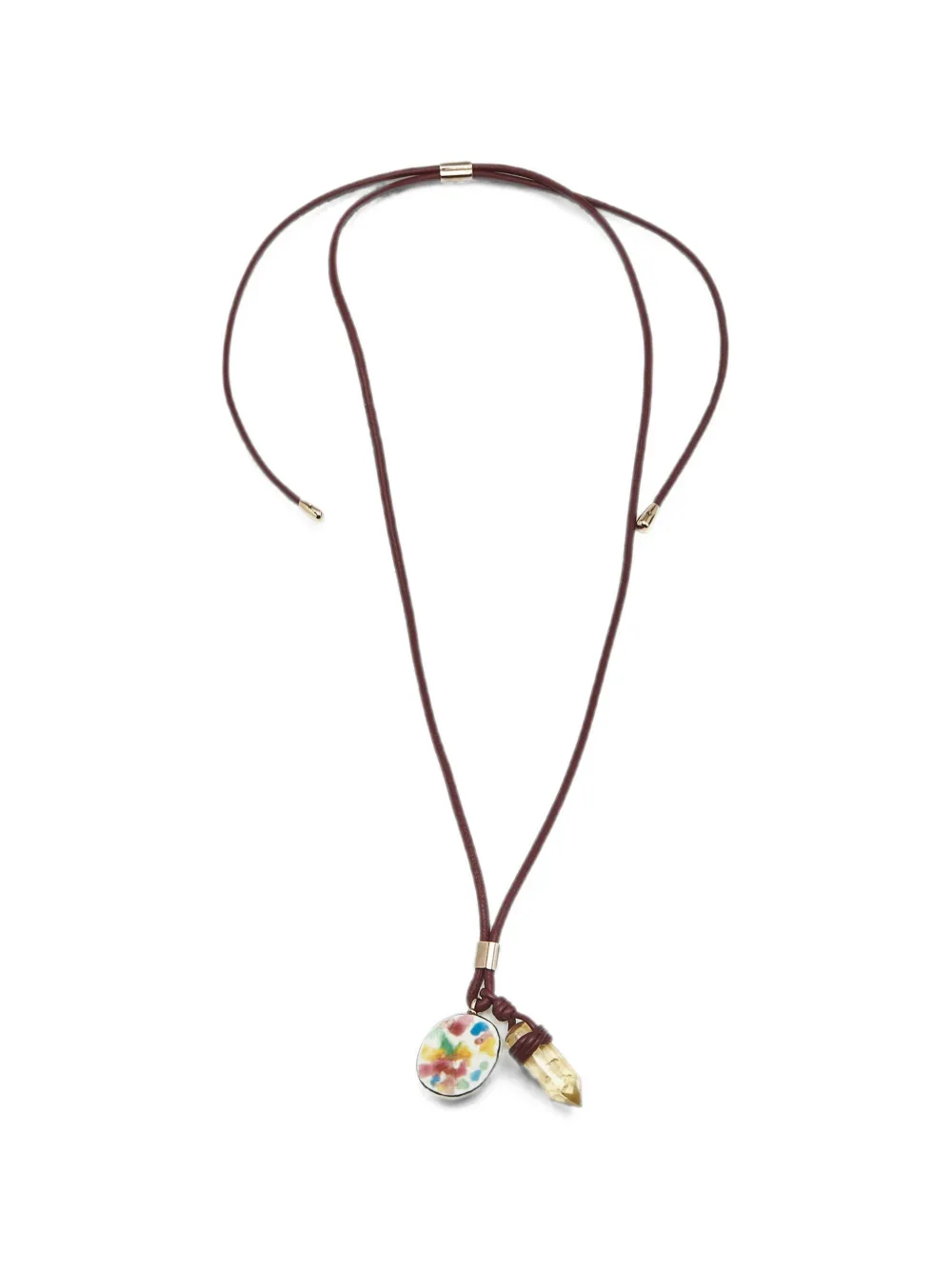 Chloé Pre-Owned porcelain leather necklace - Oro