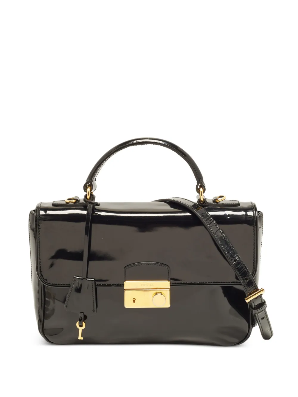 Christian Dior Pre-Owned sac à main en cuir verni à rabat - Noir Christian Dior Pre-Owned sac à main en cuir verni à rabat - Noir