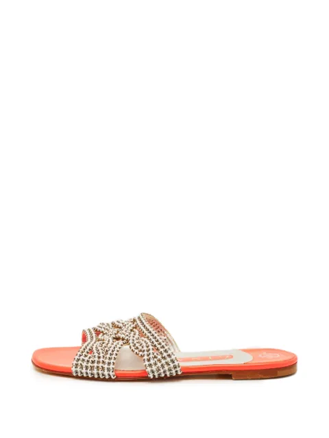 Gina crystal-embellished leather slides