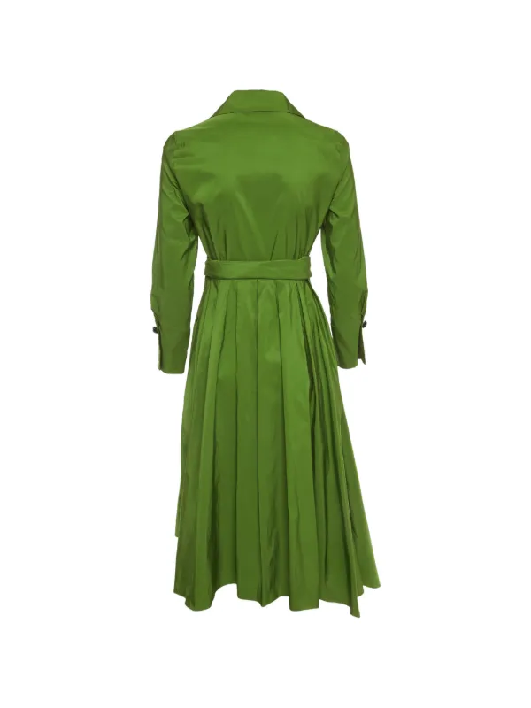 carolina herrera green shirt dress Vintage Belted Pleated Midi | Apparel