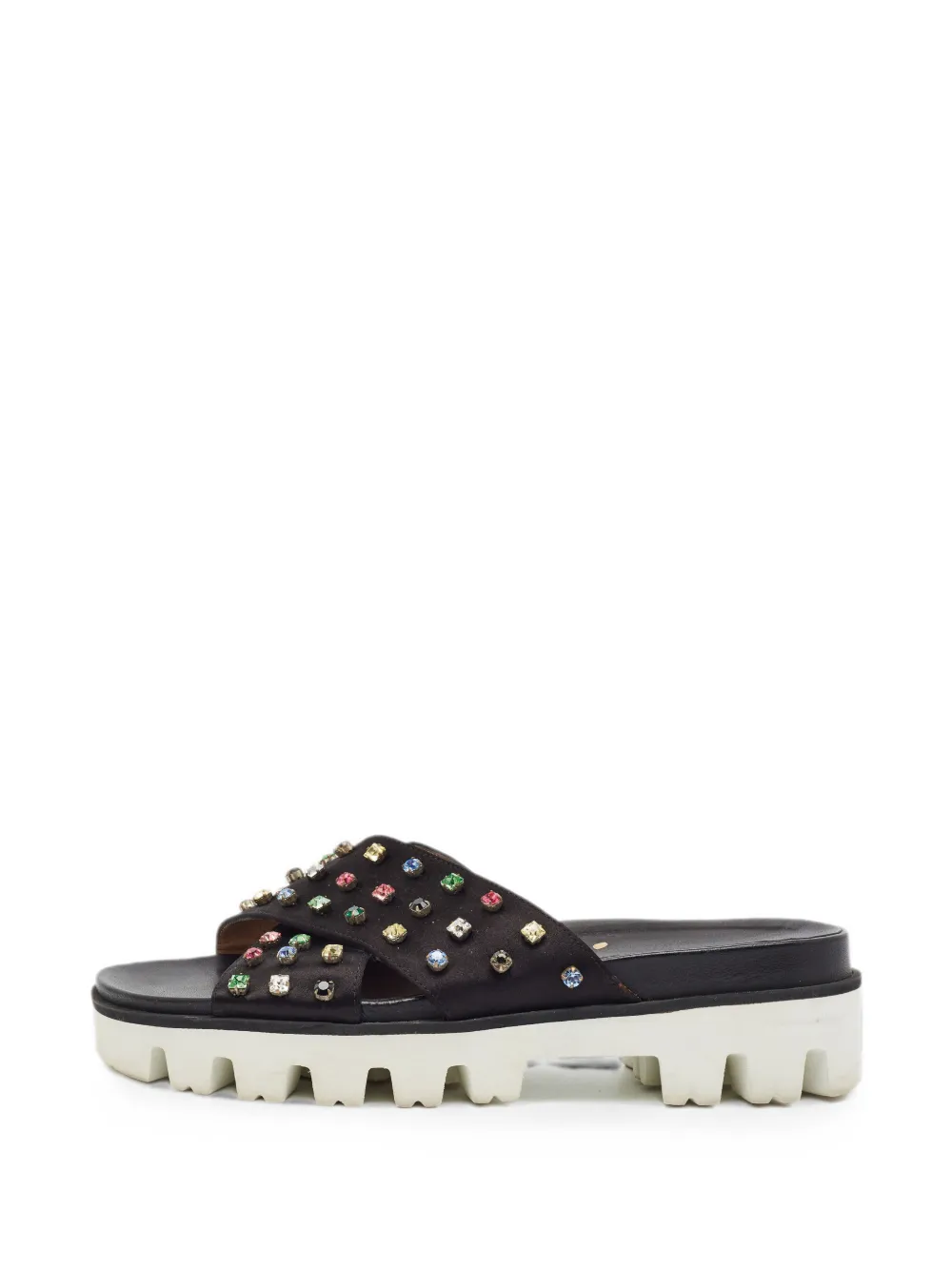 Valentino Garavani Pre-Owned criss-cross crystal-embellished sandals - Nero
