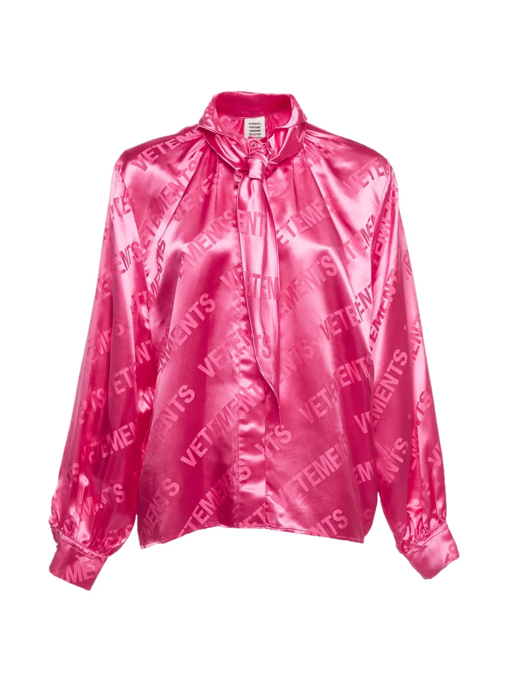 VETEMENTS logo jacquard neck-tie blouse - Rosa