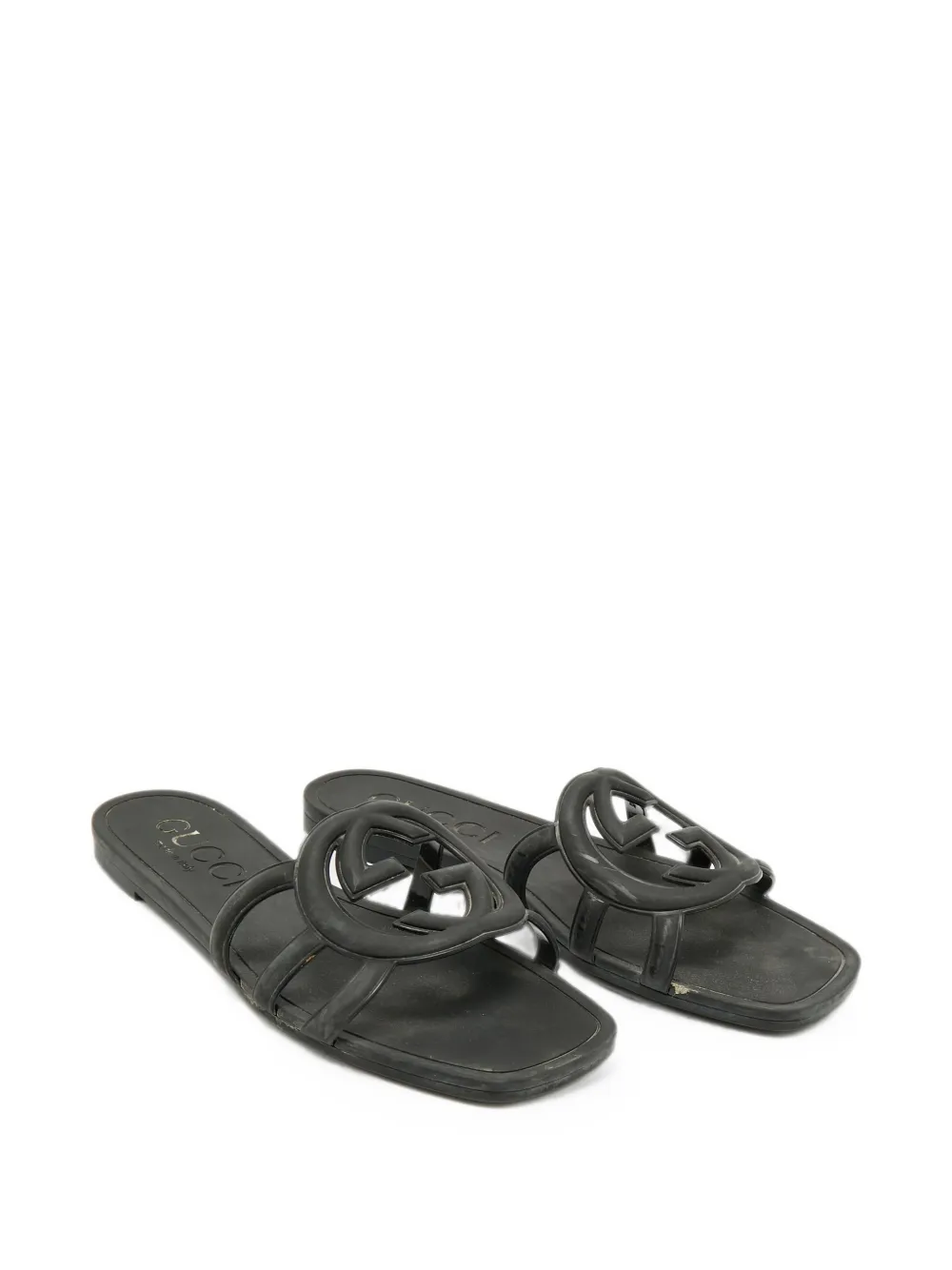 Gucci Pre-Owned Interlocking G flat slides - Schwarz
