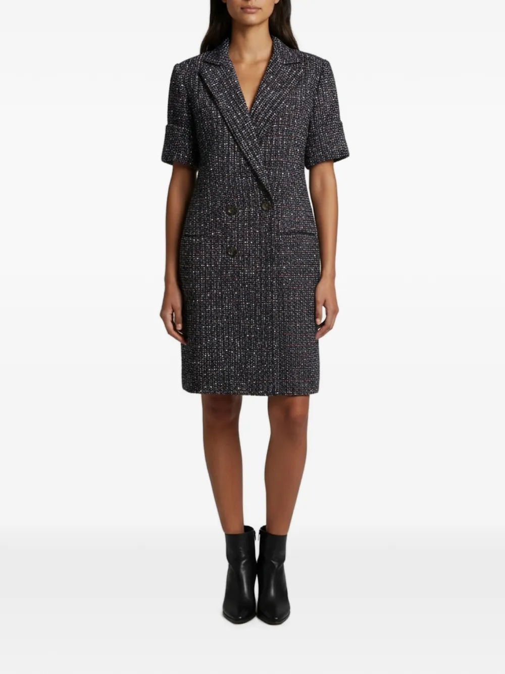 CHANEL Pre-Owned double-breasted tweed mini dress - Blau