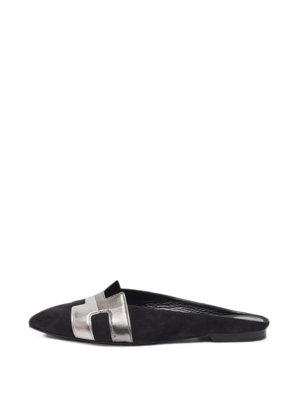 Pre-owned Hermes Roxane Metallic-trim Mules In Black