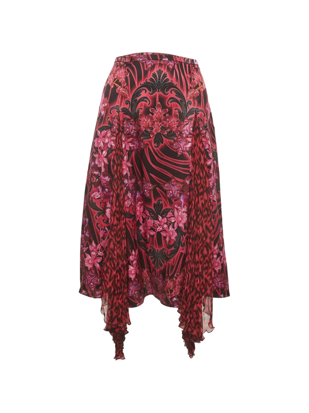 Versace Pre-Owned orchid-print asymmetric skirt - Rosa