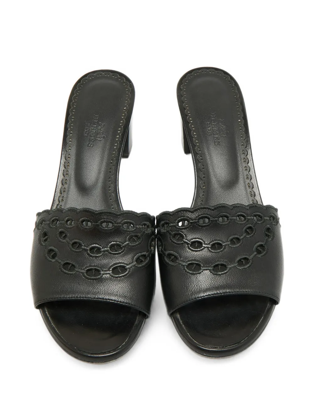 Hermès Pre-Owned Gwladys leather heeled sandals - Schwarz