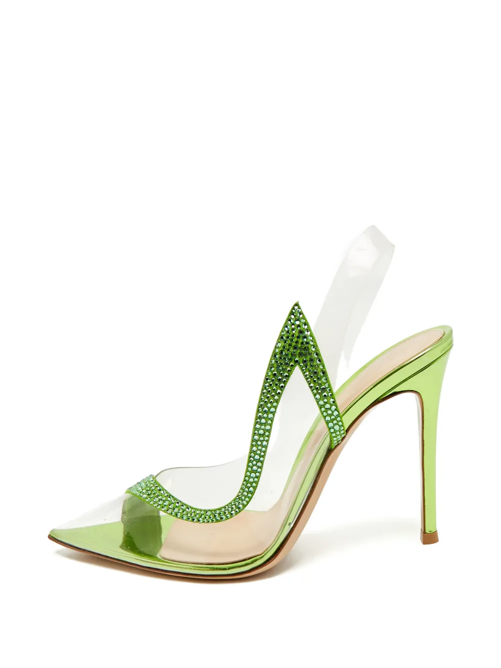 Gianvito Rossi Hortensia crystal-embellished slingback pumps - Grün