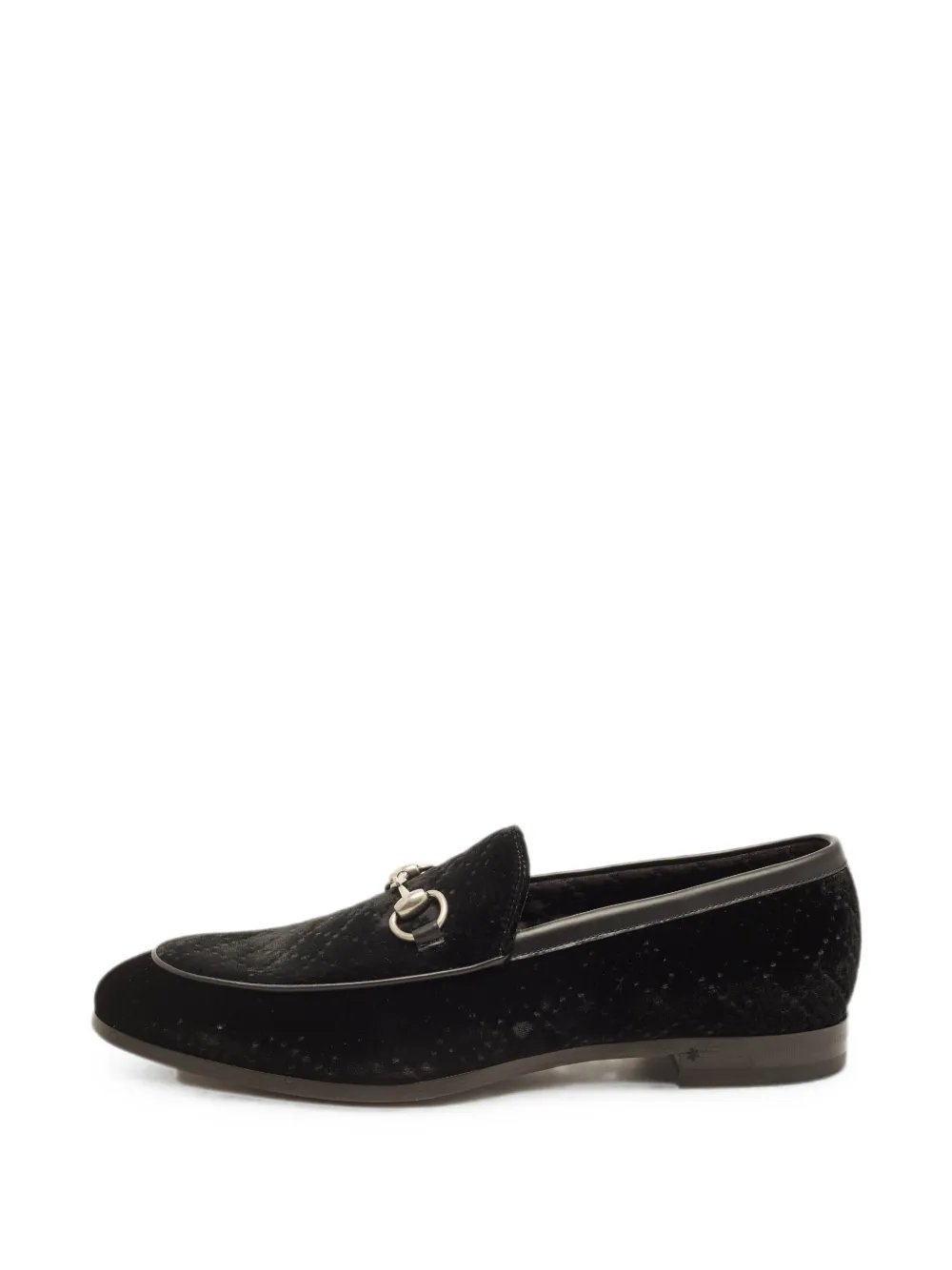 Gucci Pre-Owned Horsebit diamond velvet loafers - Schwarz