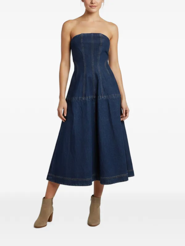 magda butrym blue dress Strapless Flared Midi | Light Blue Prom Dresses chains Designed with an off Size:4