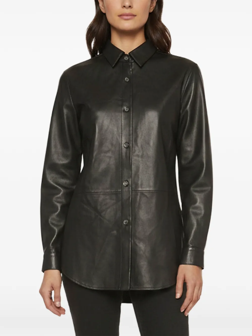 Magda Butrym long-sleeve leather shirt - Nero