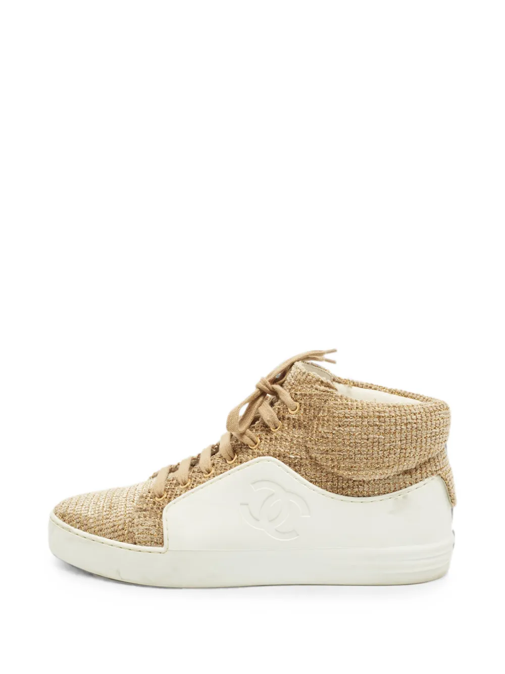 CHANEL Pre-Owned tweed panel sneakers - Nude