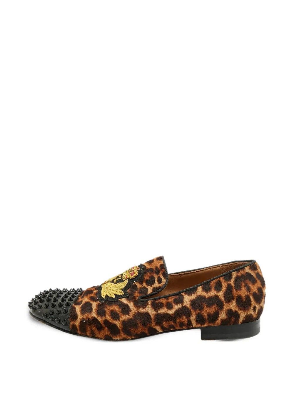 Christian Louboutin Pre-Owned leopard-print loafers - Braun