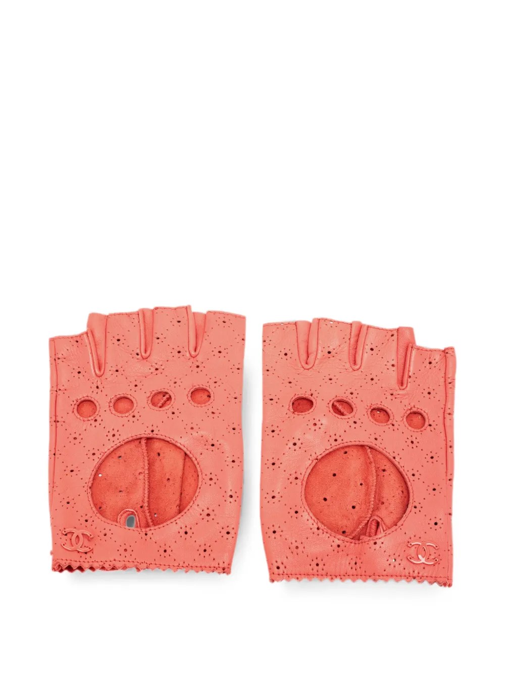 CHANEL Pre-Owned interlocking-CC fingerless gloves - Rosa