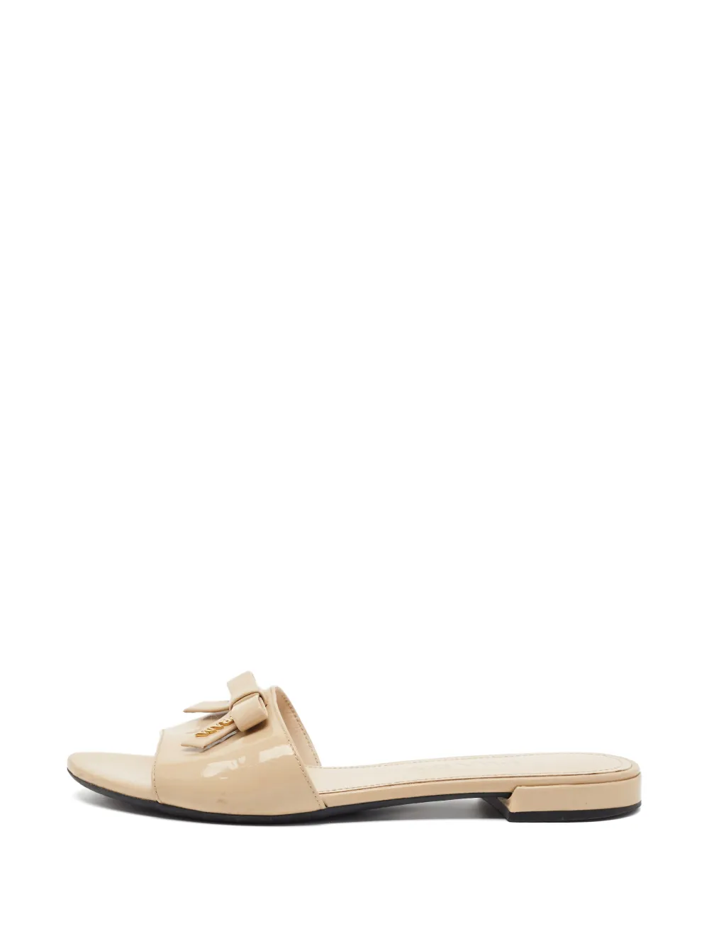 Prada Pre-Owned bow-detail patent leather slide sandals - Toni neutri