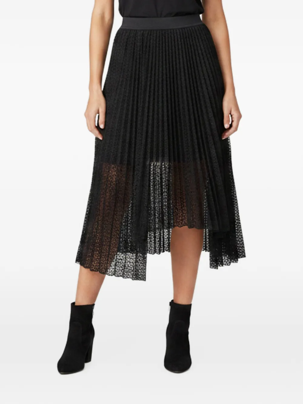 Maje pleated asymmetric midi skirt - Nero
