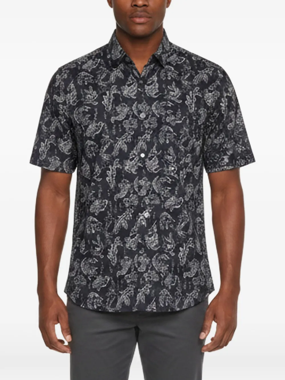 Lanvin Pre-Owned koi-fish printed short-sleeved shirt - Blau
