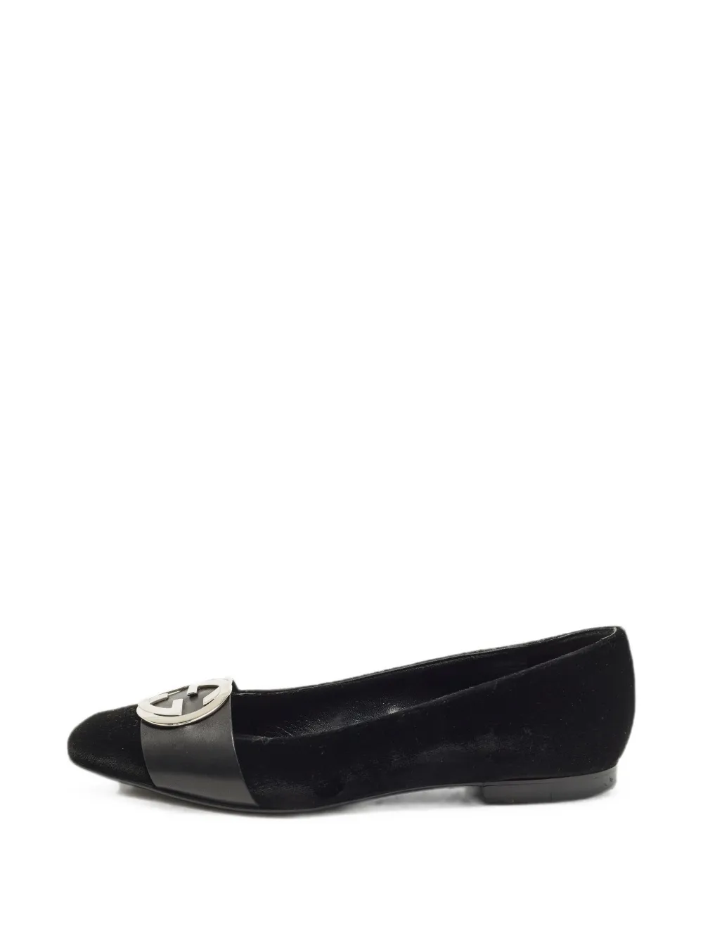 Gucci Pre-Owned GG medallion velvet ballet flats - Schwarz