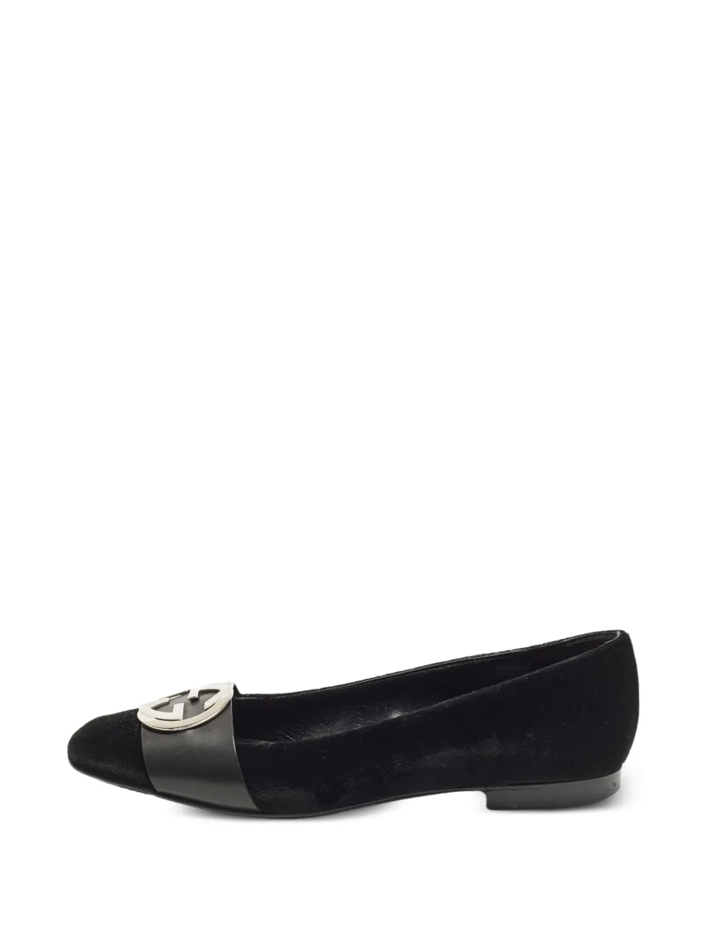 Gucci Pre-Owned GG medallion velvet ballet flats - Nero