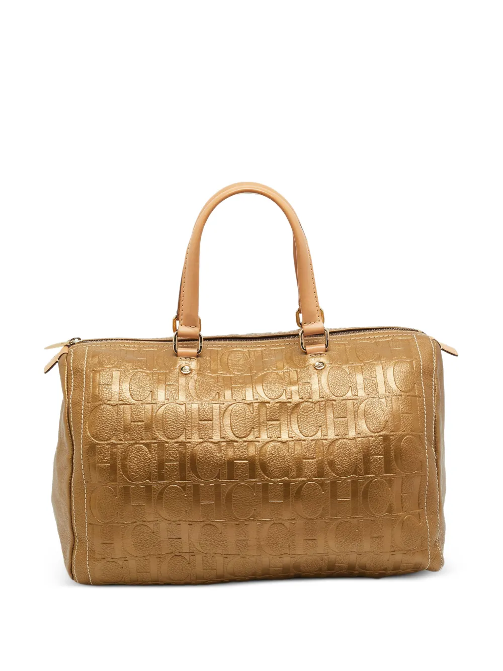 Carolina Herrera Vintage Andy monogram embossed satchel bag - Oro