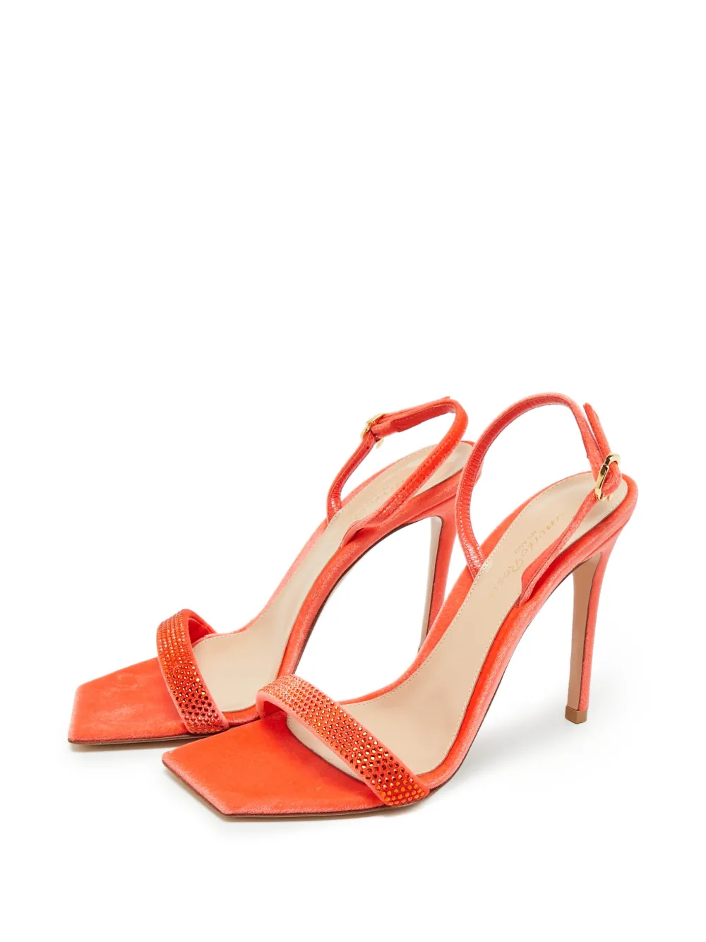 Gianvito Rossi Sandali Britney in velluto con cinturino posteriore - Arancione