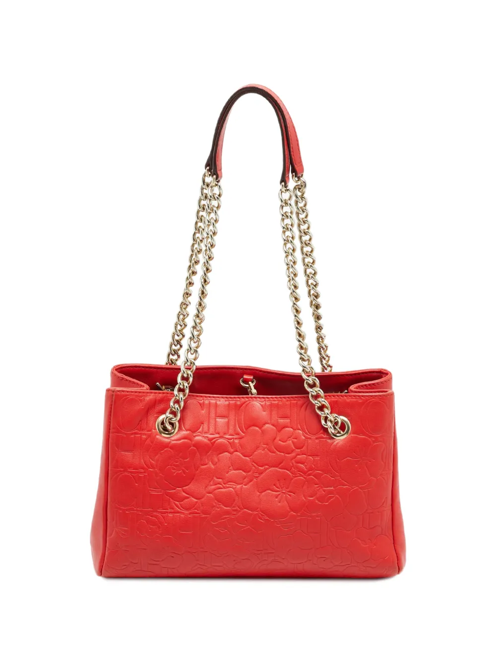 Carolina Herrera Vintage sac à main à design embossé à détail de chaîne - Rouge