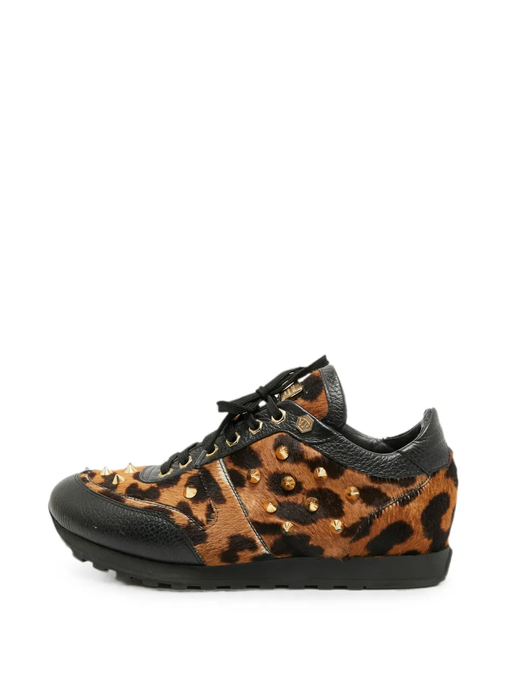Balenciaga Pre-Owned leopard-print studded sneakers - Braun