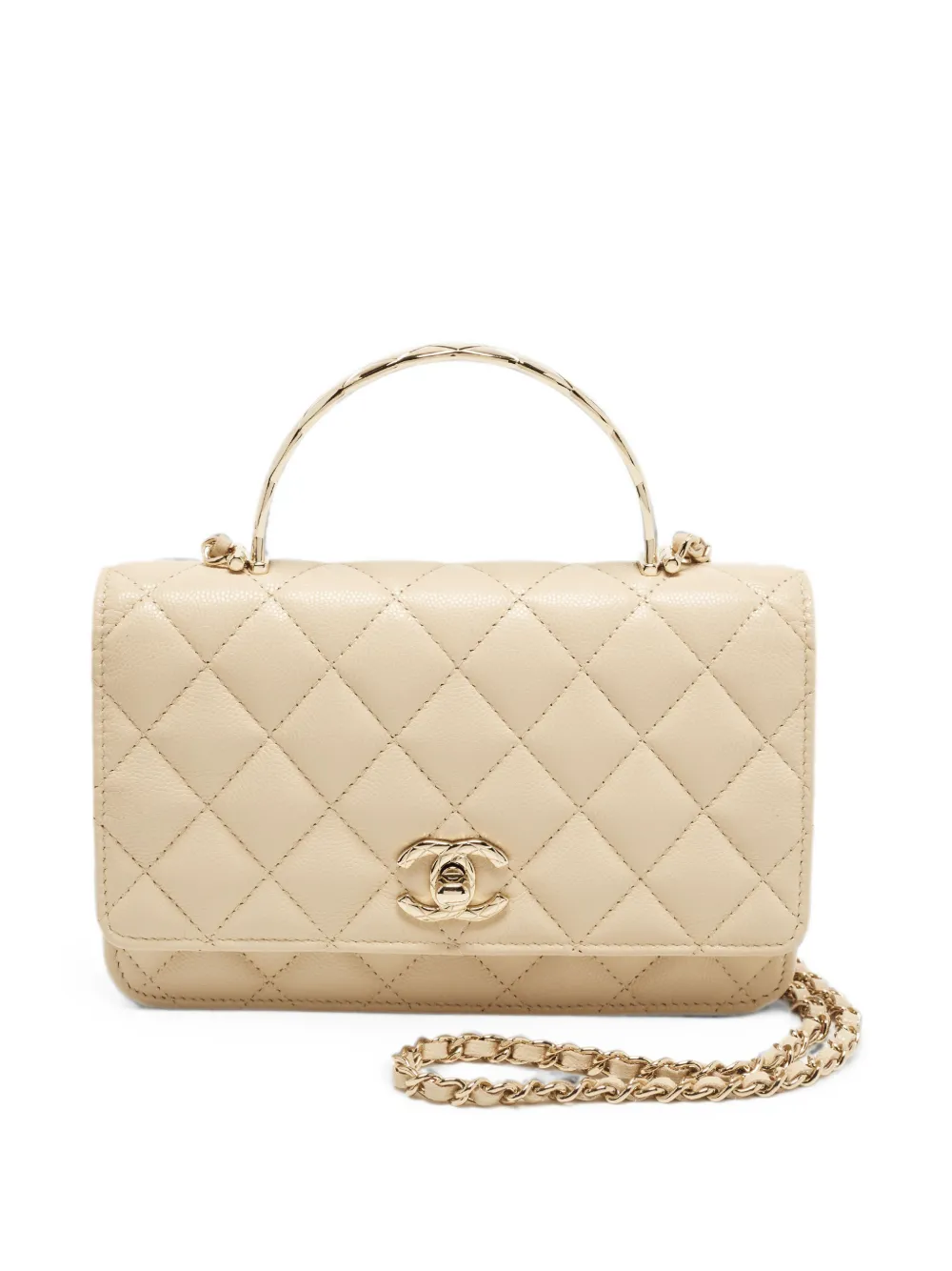 CHANEL Pre-Owned quilted wallet on chain mini bag - Nude