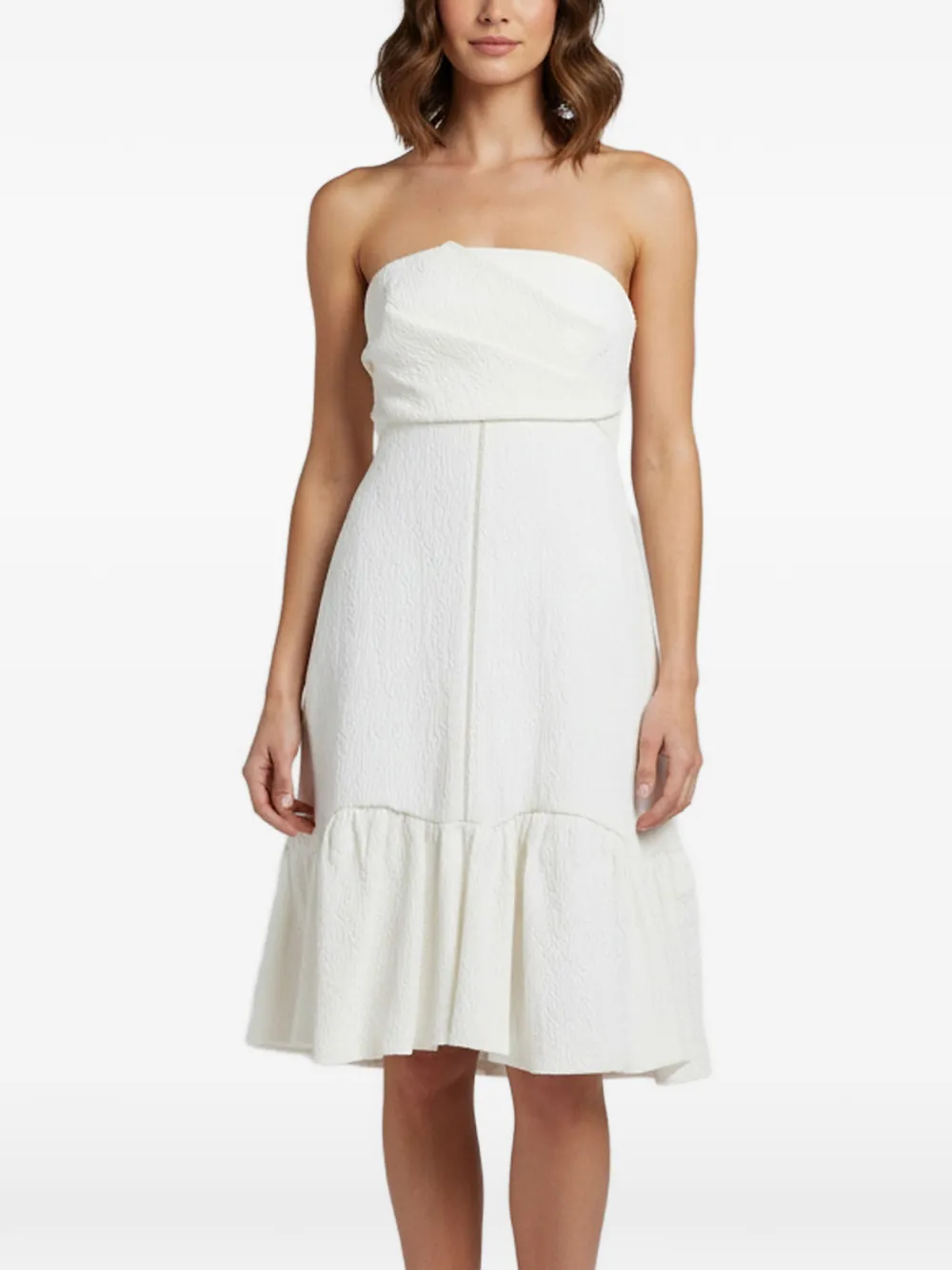 Chloé Pre-Owned floral jacquard ruffled midi dress - Weiß