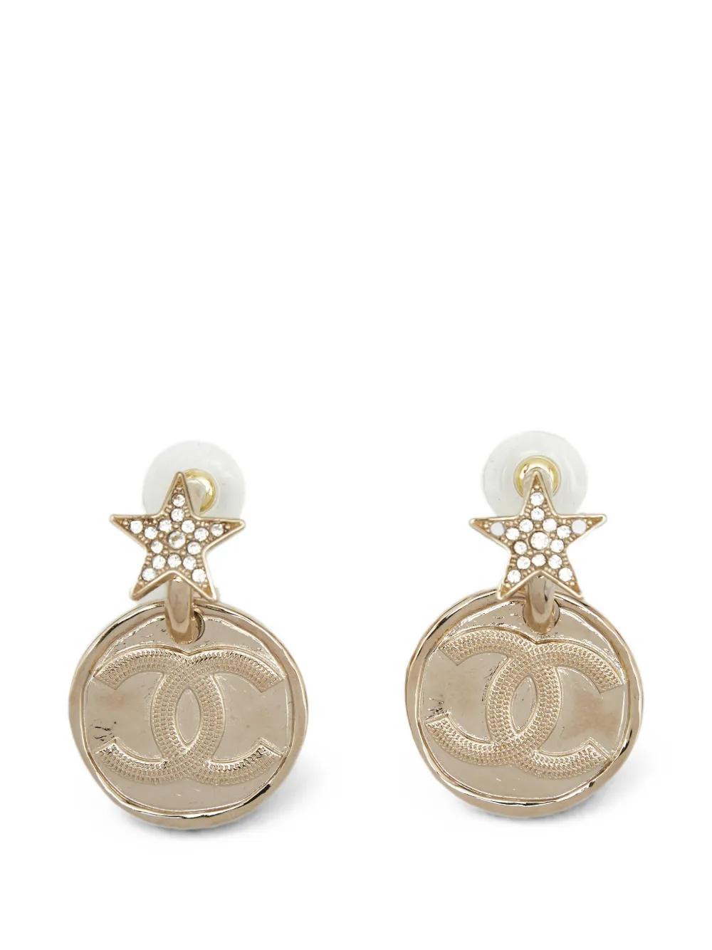 CHANEL Pre-Owned CC Star crystal-embellished earrings - Gold