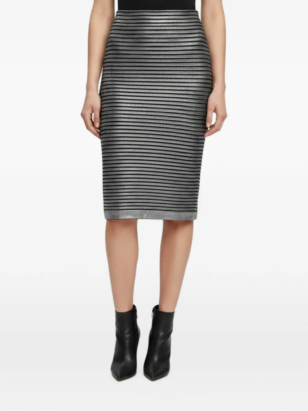 Balmain Pre-Owned striped midi skirt - Schwarz