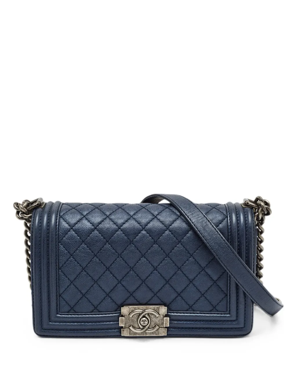 CHANEL Pre-Owned 2013-2014 medium Boy quilted shoulder bag - Blue