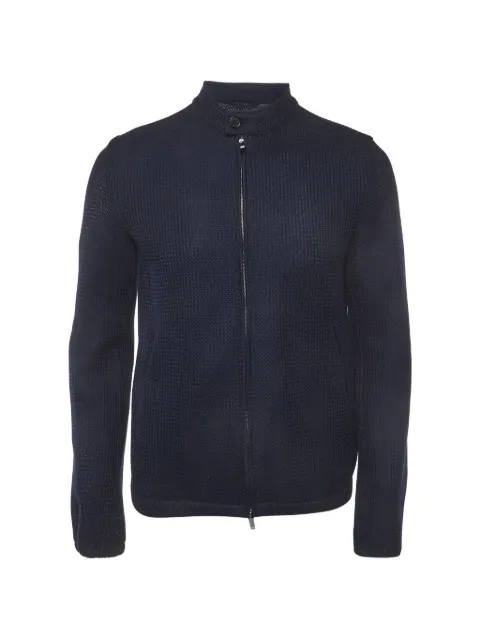 Emporio Armani Pre-Owned textured-knit zip-up jacket