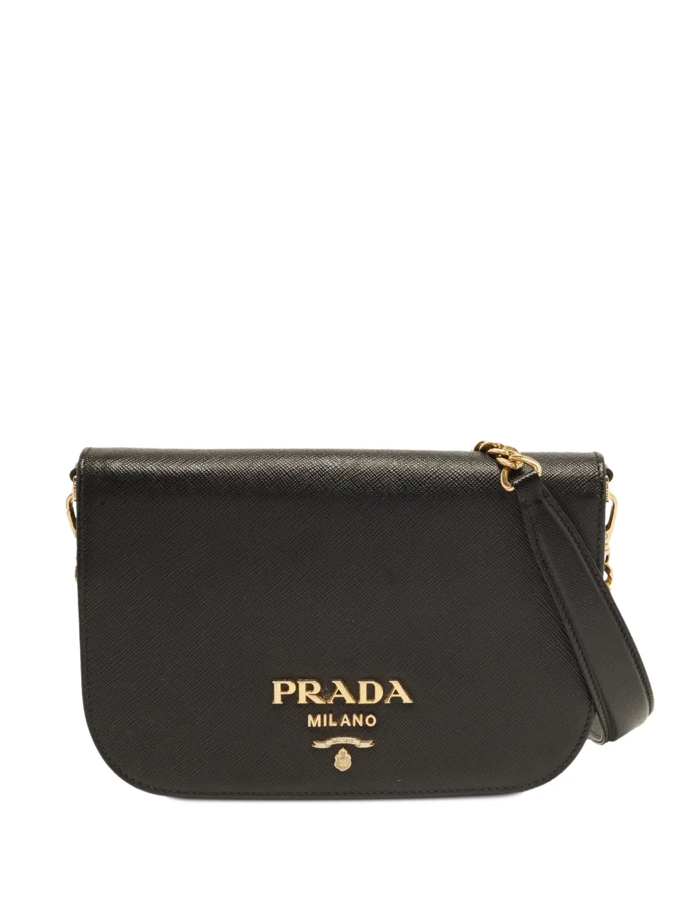 Prada Pre-Owned Flap saffiano lux leather mini crossbody bag - Nero