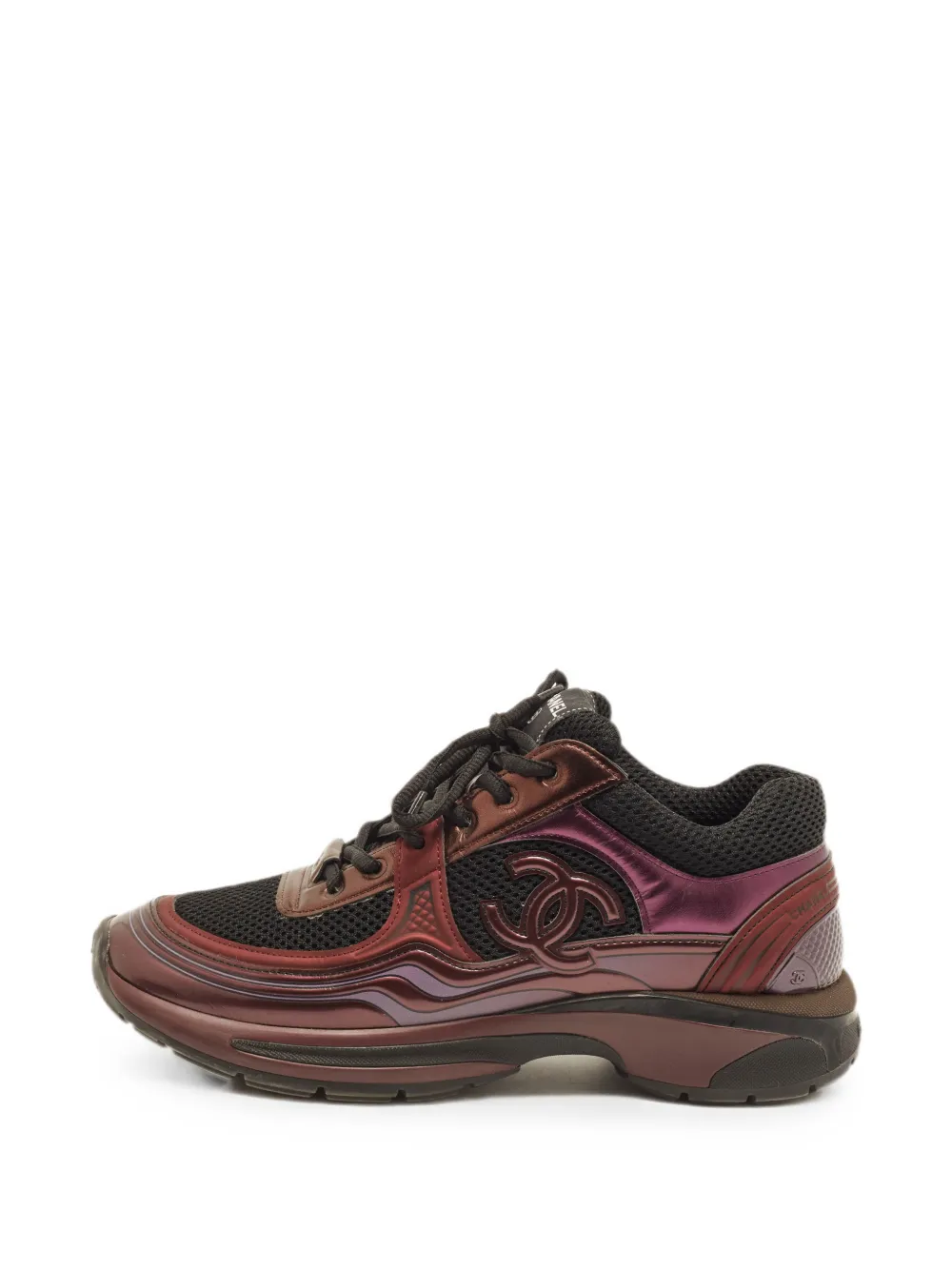 CHANEL Pre-Owned mesh-detail lace-up sneakers - Schwarz