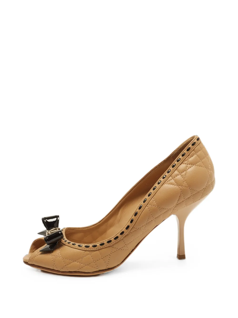 Christian Dior Pre-Owned Idyll quilted peep-toe pumps - Nude