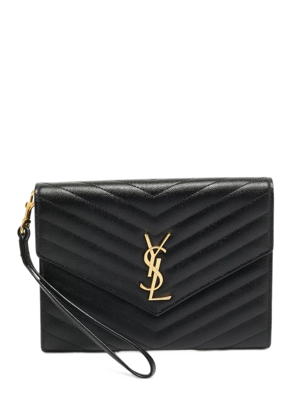 Saint Laurent Pre-Owned 2022 Cassandre matelassé envelope clutch bag - Schwarz