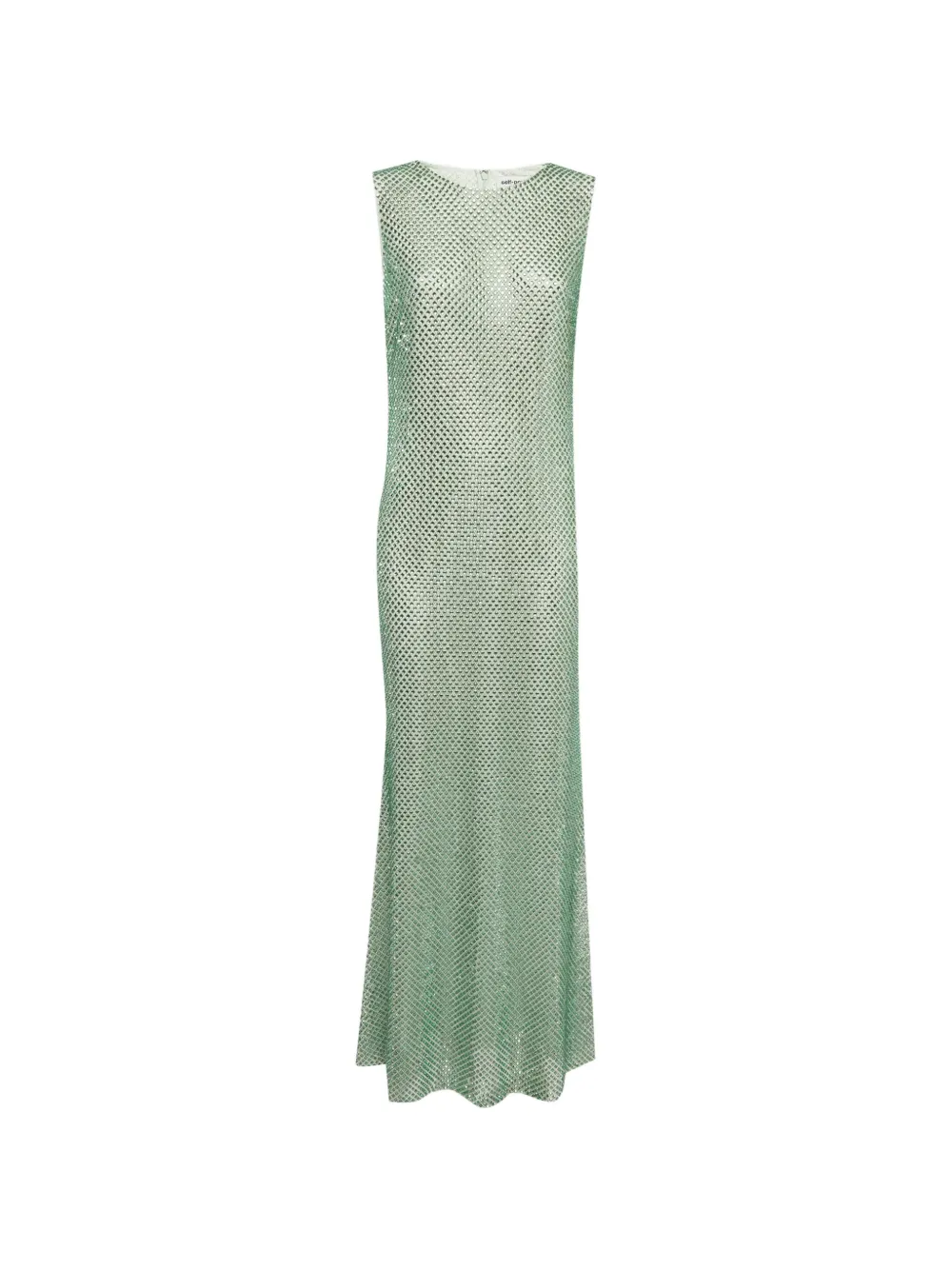 Self-Portrait crystal-embellished mesh midi dress - Grün