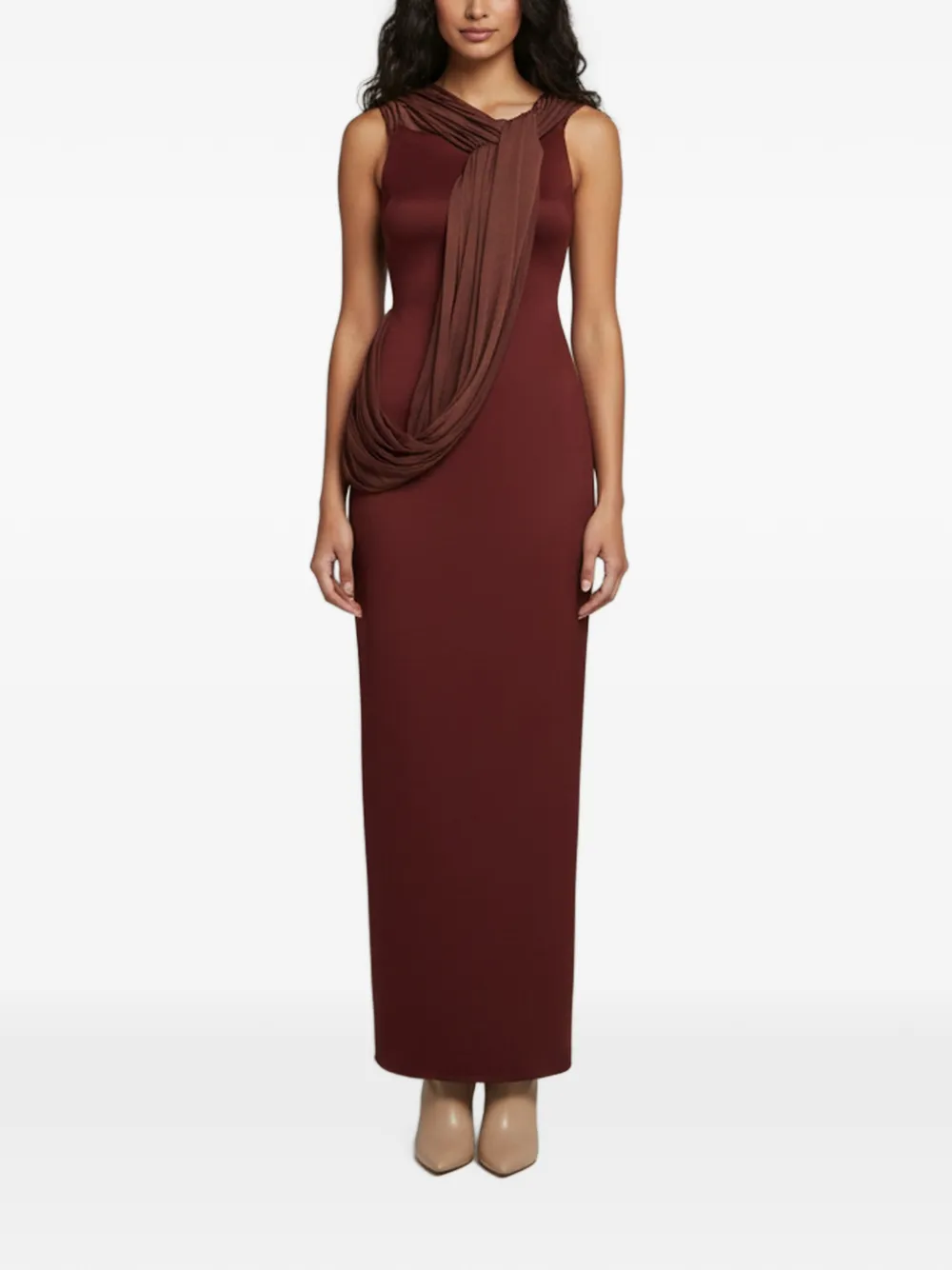 CHATS BY C.DAM draped high-slit maxi dress - Rot