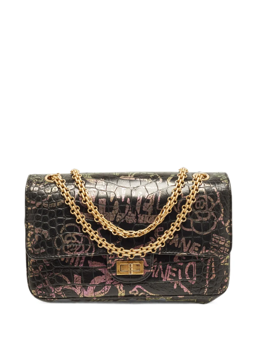 CHANEL Pre-Owned 2019-2020 Reissue 2.55 graffiti-print shoulder bag - Schwarz